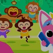 침대에 점프 5 원숭이